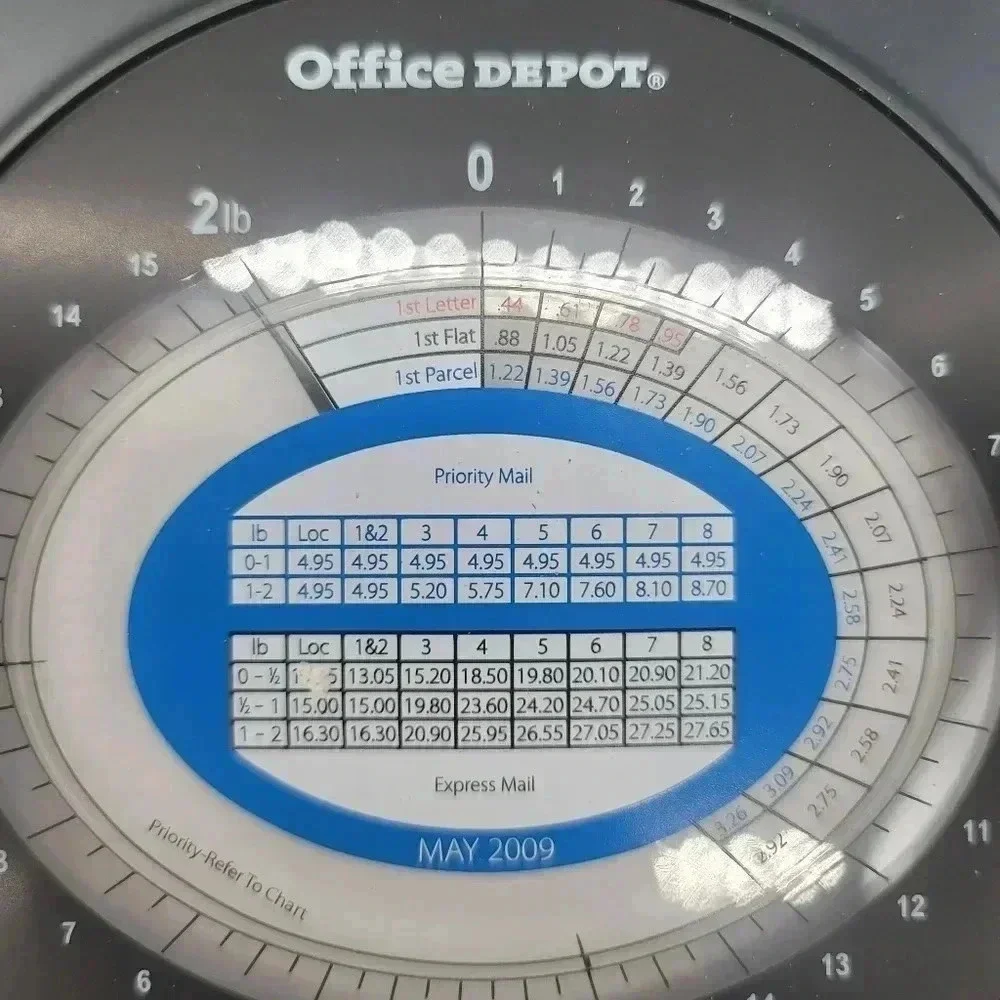 Office Depot 2 LB Mechanical Post Office Scale 1/2 Ounce Increments Postal Mail